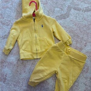 9M Ralph Lauren Kids Yellow Hoodie and Jogger Set